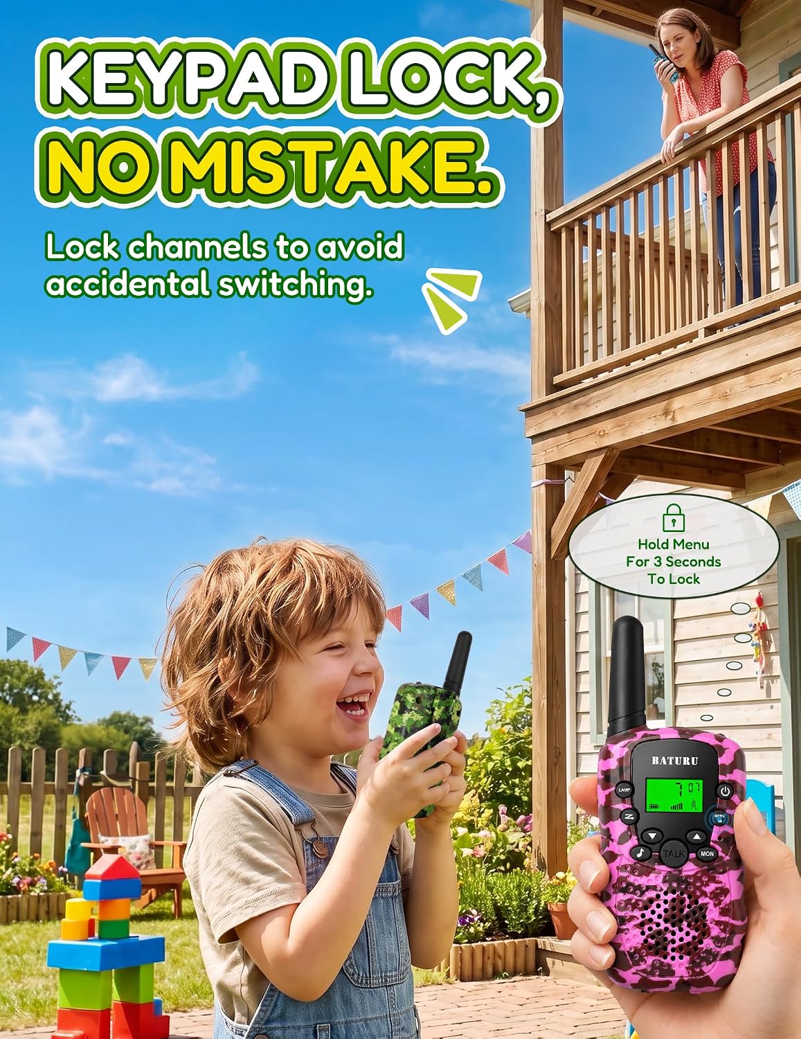 Walkie Talkies para niños, paquete de 4 juguetes recargables para