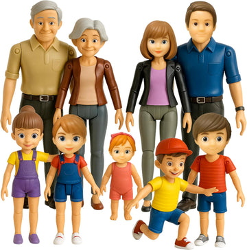 Personas de Casa de Muñecas, Juego de Familia de Casa de Muñecas Fl...