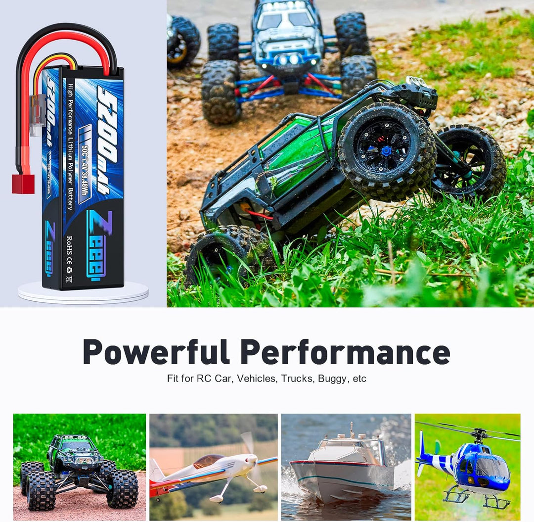 Zeee Lipo Battery 2S 50C 5200mAh Lipos Estuche rígido con