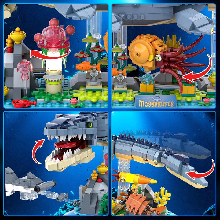 Mosasaurus - Juego de construcción con luz LED 1219 piezas