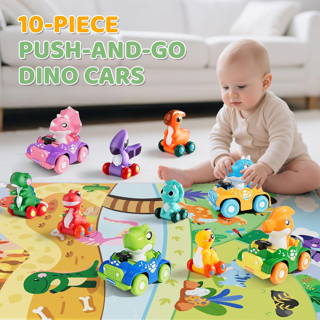 ALASOU 10 juguetes de dinosaurio para niños de 1 año con tapete de...