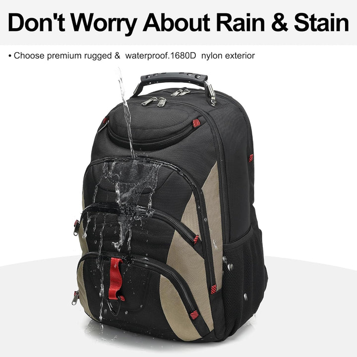 Mochila para laptop Boavan para hombre (Negro, 15.6), Negro y caqui...