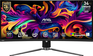 msi MAG 341CQP QD-OLED, 34 Monitor OLED curvado para juegos, 3440 x...