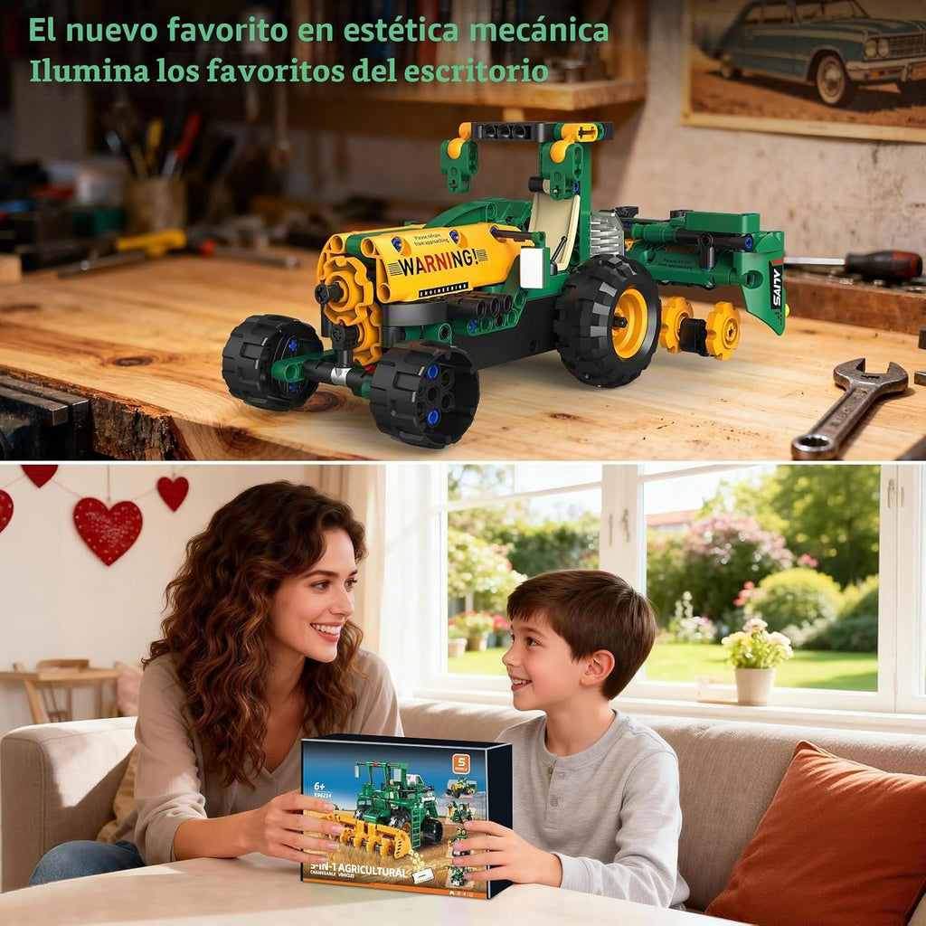 5 en 1 conjunto de kits de construcción de juguetes de robot STEM para niños de 6 a 14 años, aplicación y control remoto STEM cosechadora/carro de arado/camión de agua conjunto de construcción de