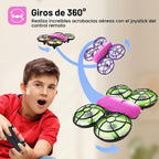 Swifsen Dron para niños con cámara y posicionamiento de flujo óptico, mini cuadricóptero RC con protección completa, 2 baterías modulares, luces LED coloridas, regalo fácil de volar para niños y principiantes (versión mejorada).
