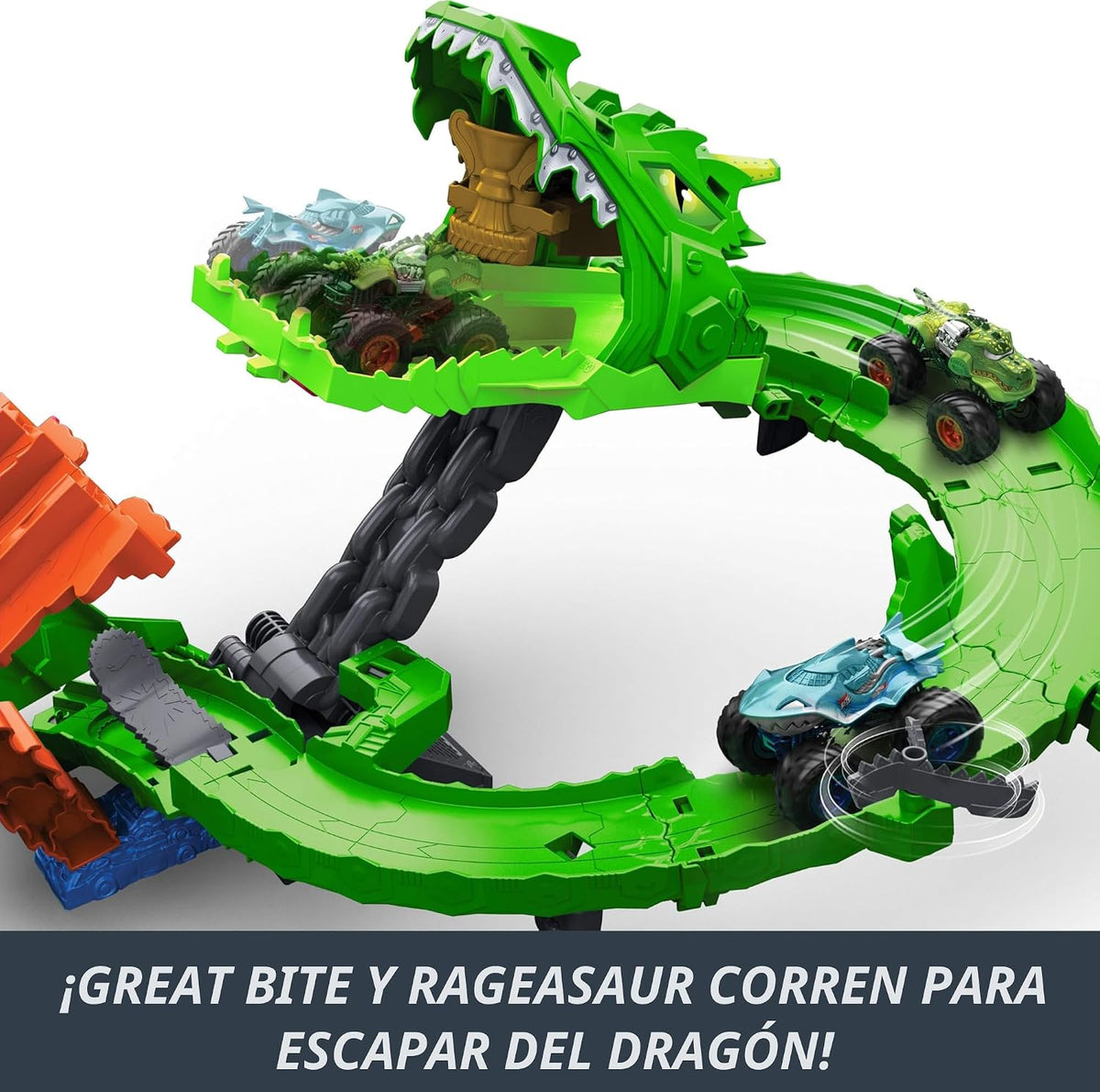 ​Hot Wheels Monster Trucks Sharks vs. Dinos Dragon Destruction Playset
