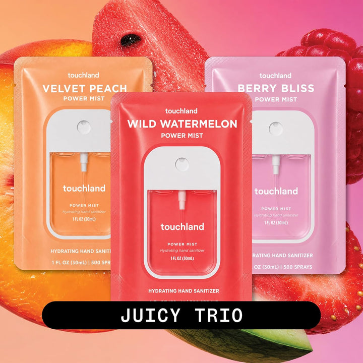 Touchland Spray Desinfectante de Manos Hidratante, Set Trío JUICY (...