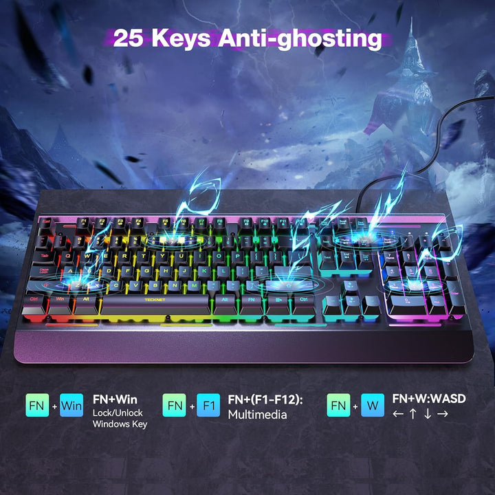 TECKNET Teclado para juegos teclado de computadora con