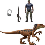 Mattel Jurassic World Rebirth - Paquete de figuras de humanos y dinosaurios, Duncan Kincaid y Velociraptor, escala precisa de la película de 3.75 pulgadas, coleccionable