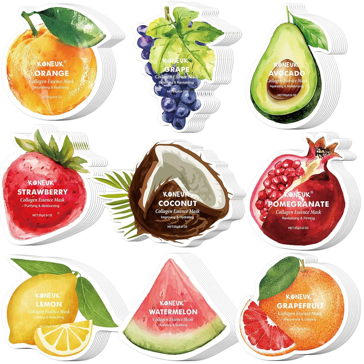 KONEUK Paquete de 72 mascarillas faciales en forma de fruta, regalo...