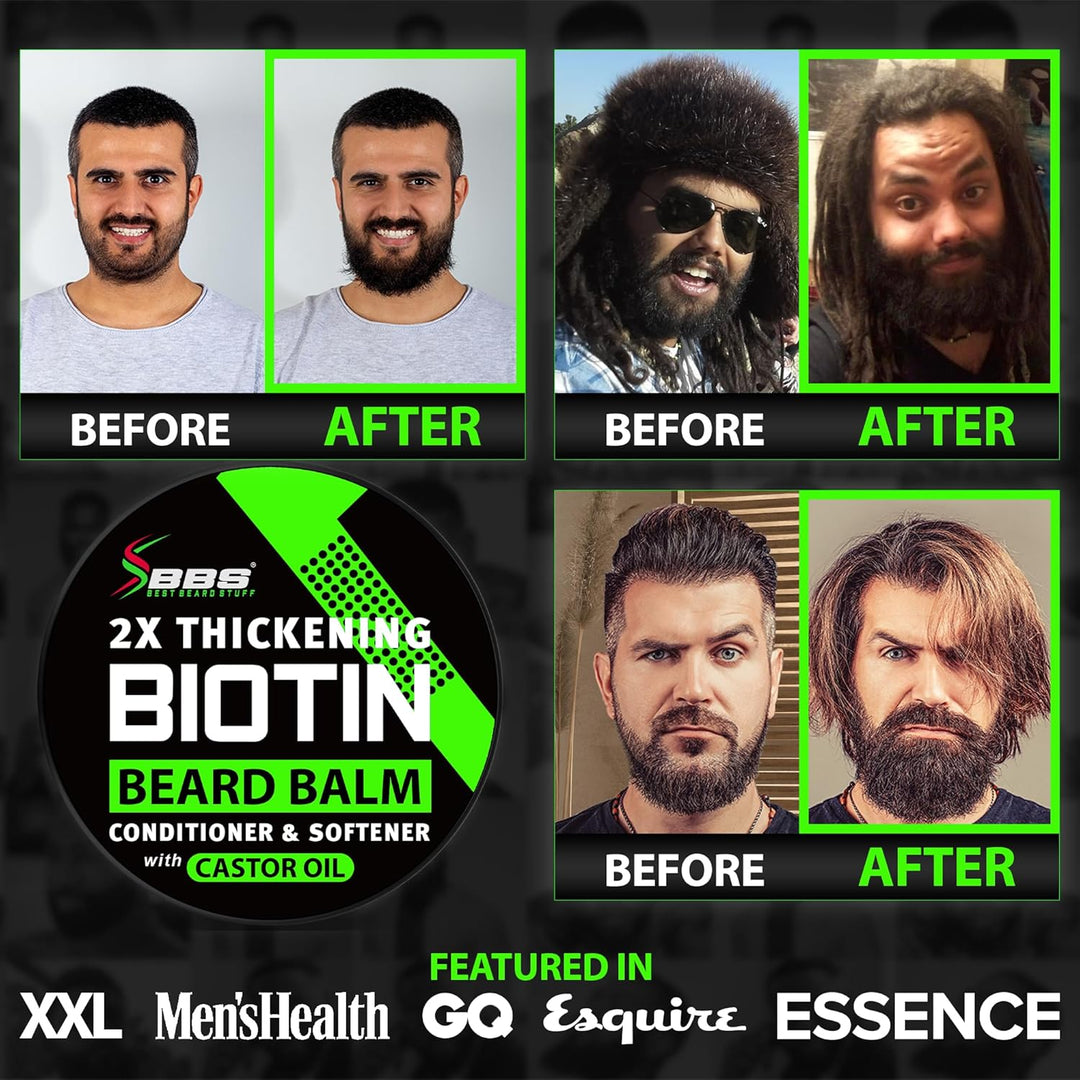 Biotin - Bálsamo para barba + suero para el crecimiento de la barba...