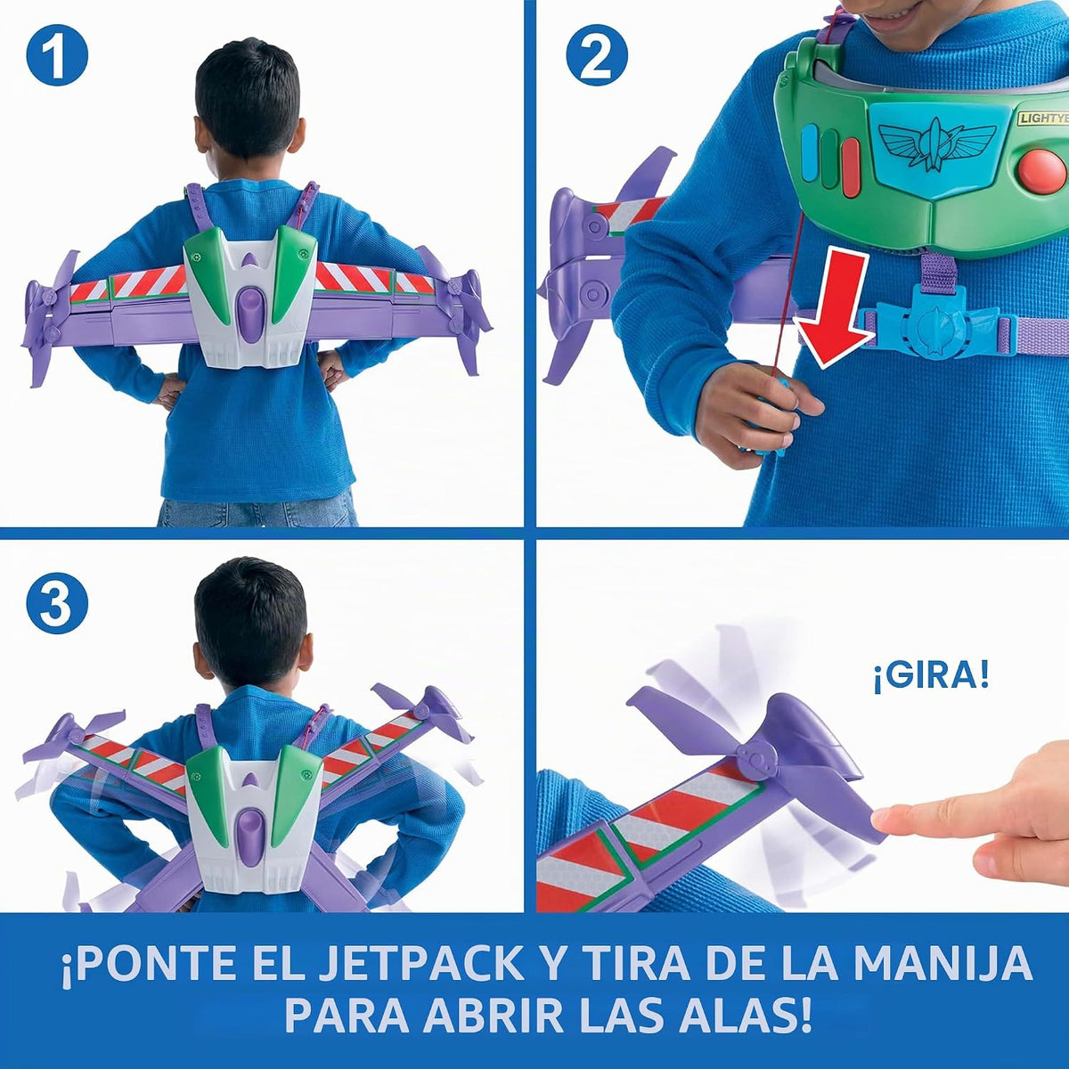 Mattel Disney y Pixar Toy Story 5 Hi-Tech Space Ranger Jetpack, Kit de Juego para Niños, Alas que se Transforman, Luces y Sonidos, Correa Ajustable