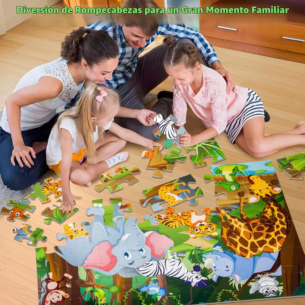 Rompecabezas de Piso Jumbo para Niños de 4-6 Años, Rompecabezas Grande de Animales de 48 Piezas, Cartón Extra Grueso, Juguetes de Aprendizaje Preescolar para Niños Pequeños de 3-5, Regalo Educativo