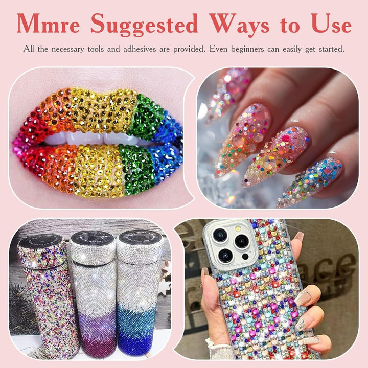 Kit de 80000 piezas de diamantes de imitación de 0.157 in, 42 color...