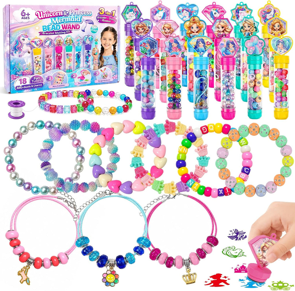 Marlrin 18 Pack Bracelet Wands con Stamps, 3-en-1 Bracelet Making Kit