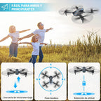 Dron con cámara de 1080P para principiantes y adultos, cuadricóptero plegable con control remoto y control de voz, opción de gestos para tomar selfies, control de altitud, inicio con una tecla