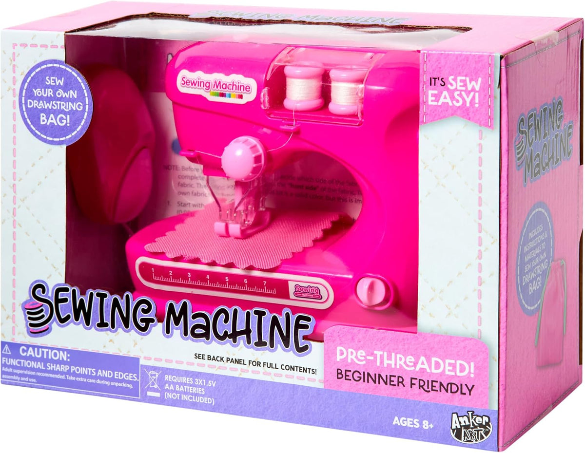 Anker Play 500659/DOM - Máquina de coser para niños con regla y aguja, 6 piezas, color rosa