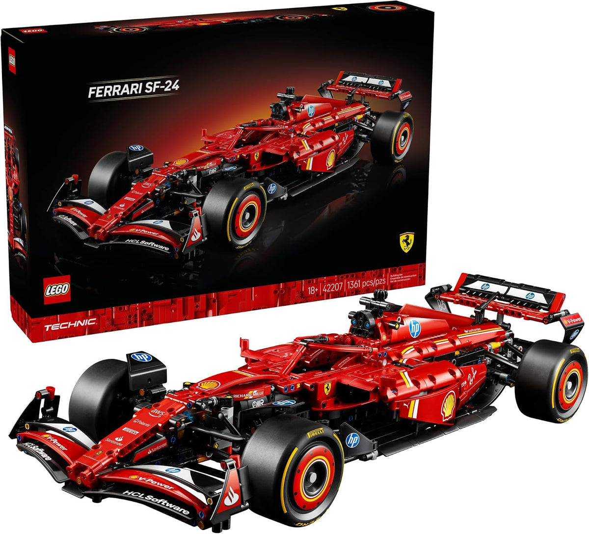 LEGO Technic Ferrari SF-24 F1 - Kit de construcción para adultos, mayores de 18 años con características realistas, manualidades de bricolaje Ferrari para exhibición, idea de regalo para fanáticos de la F1 - 42207