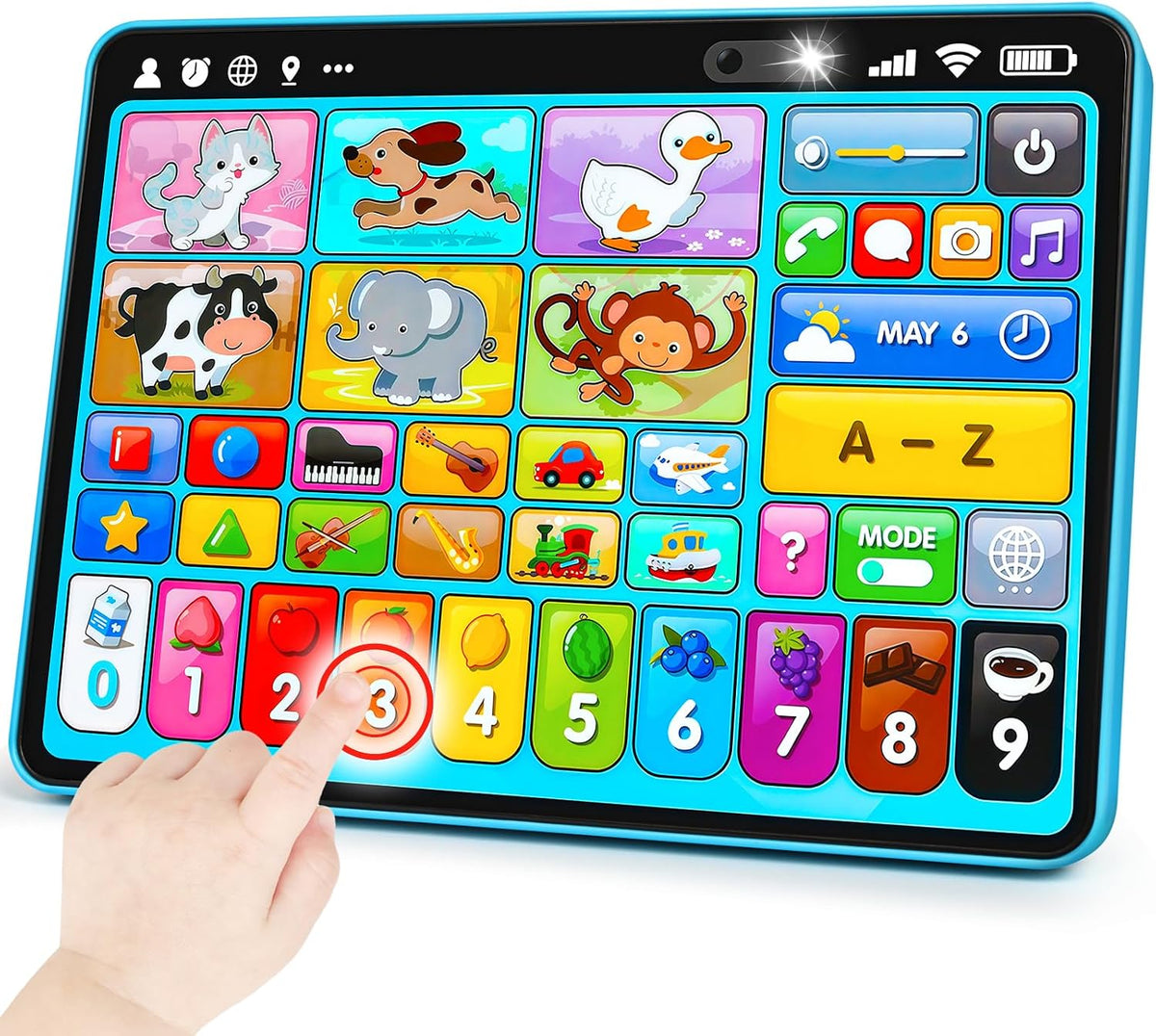 Peacurh Tableta de juguete de aprendizaje trilingüe con música y sonido, juguetes de terapia musical Montessori, regalos para niños, niñas, bebés, niños pequeños, para edades de 1, 2, 3 años (12-18 meses)