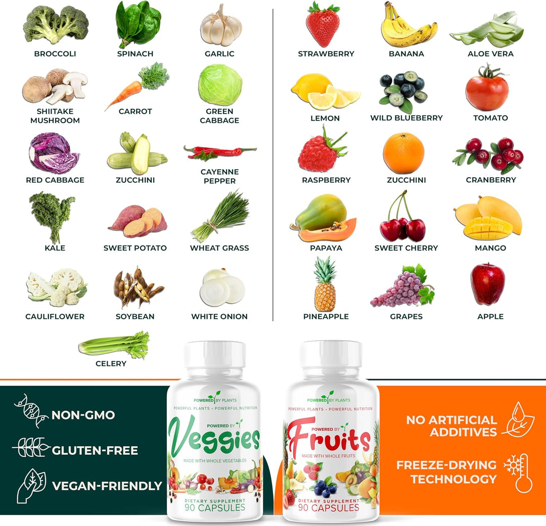 POWERED X PLANTS Cápsulas de frutas y verduras, superalimento natur...
