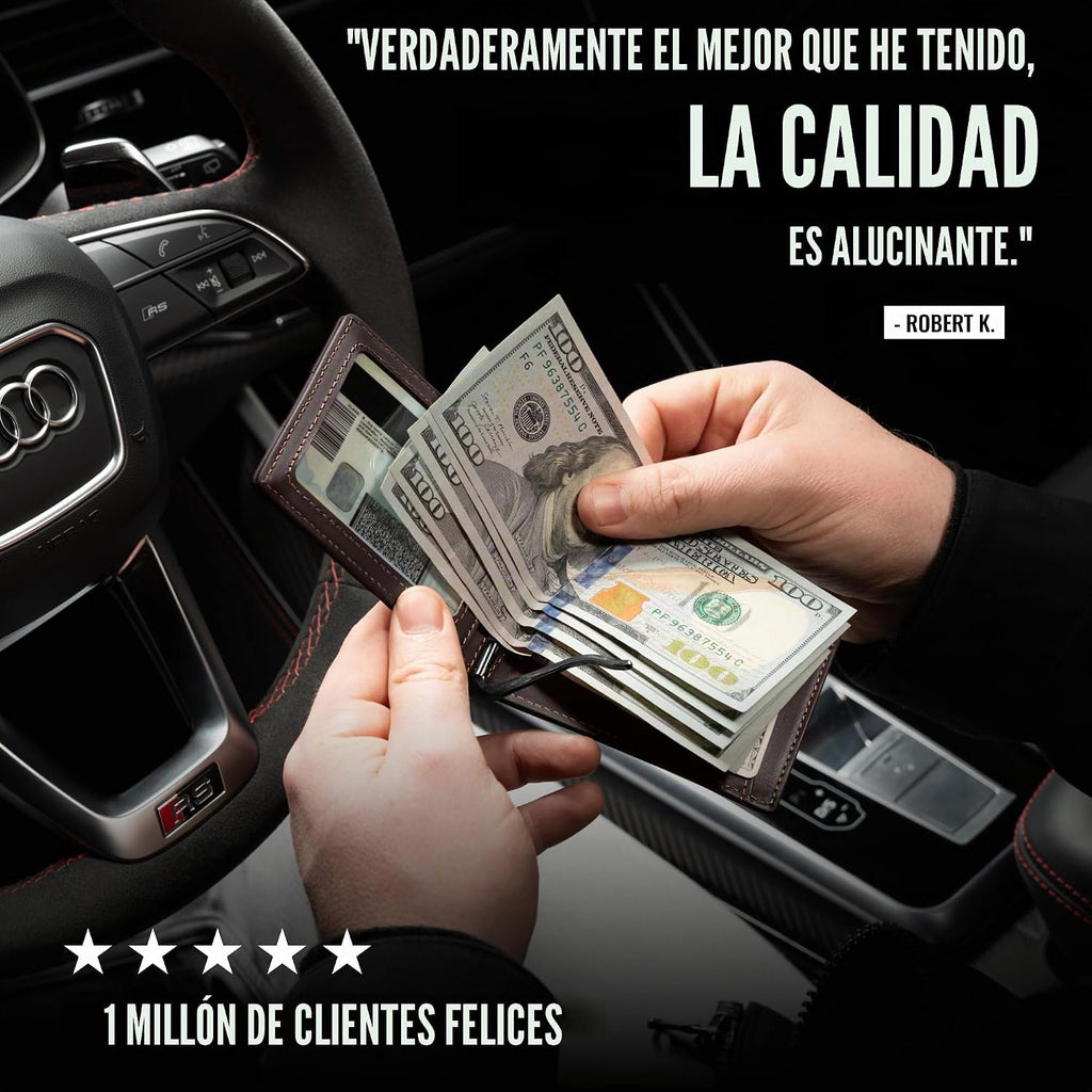 Kings Loot Billetera minimalista delgada con clip para dinero, trufa