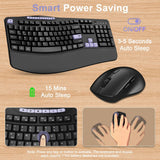 Combo de teclado y mouse inalámbricos, teclado ergonómico con 6 tec...