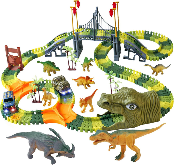 Dinosaur World Race Track Toys - Juego de pista flexible