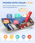 KOKODI Juego de libros con lápiz parlante, rimas infantiles interactivas de audio con lápiz de aprendizaje, juguete sensorial educativo, regalo de aprendizaje temprano para niños pequeños, regalos de