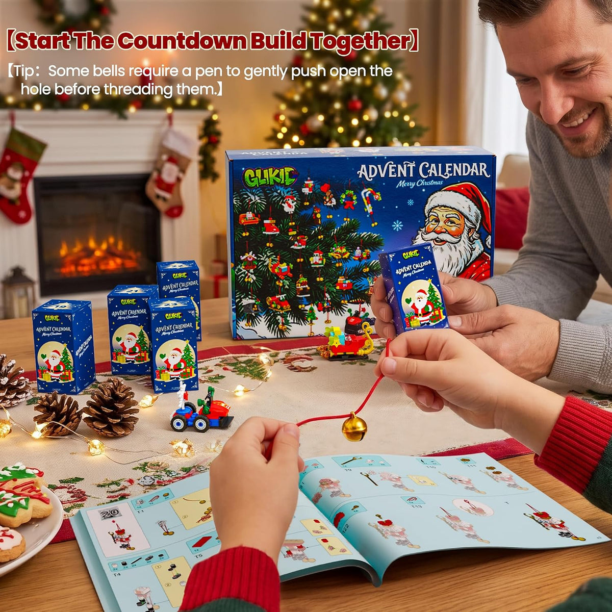 Calendario de Adviento de Navidad 2026, 24 mini adornos de construcción
