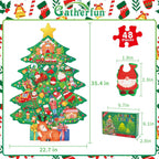 Gatherfun - Rompecabezas de piso de Navidad para niños de 3 a 5 años con 48 piezas grandes, rompecabezas de piso en forma de árbol de Navidad para decoraciones de fiestas, regalos y actividades en el aula