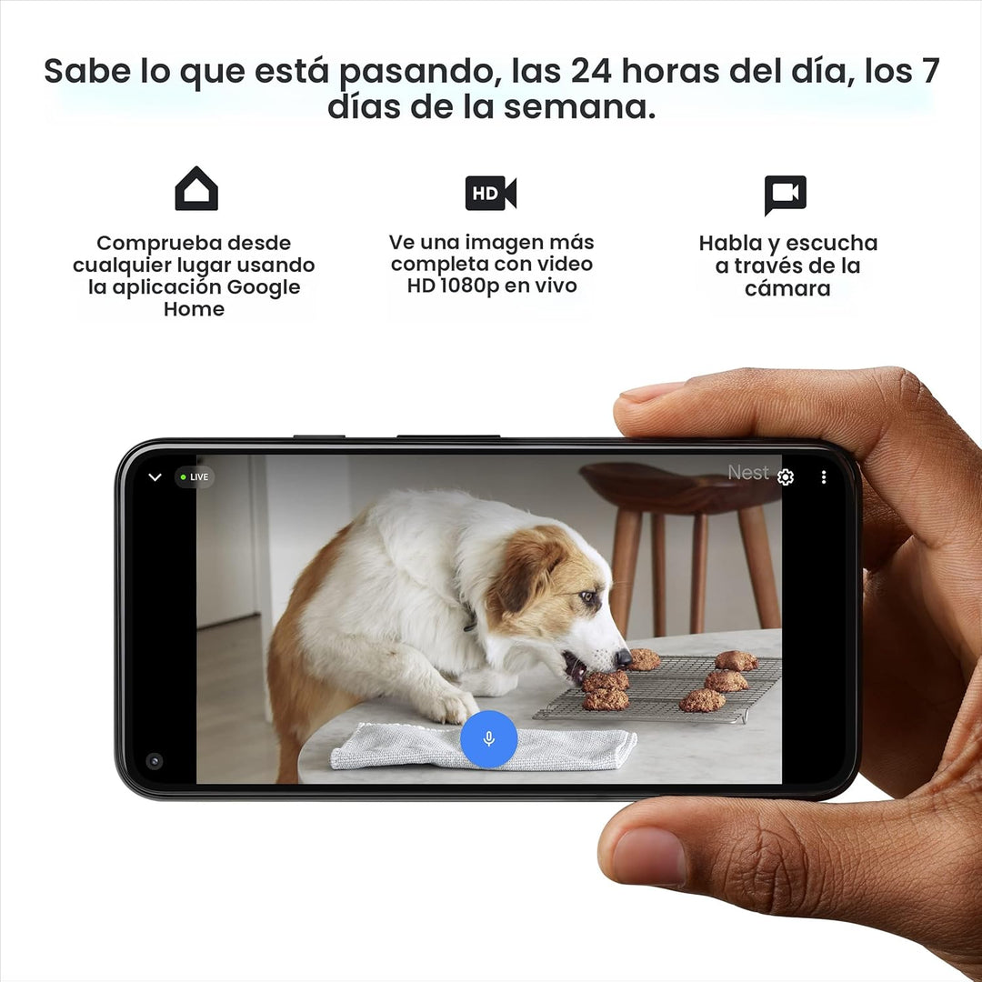 Google Cámara de seguridad Nest para interiores 1080p (cableada) -...