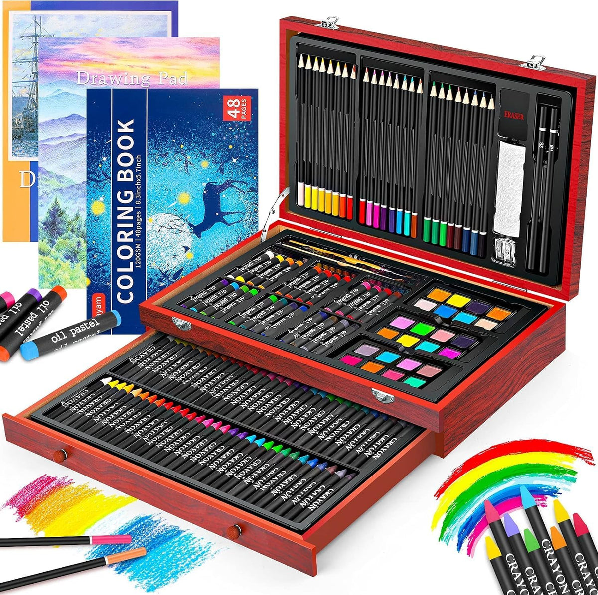 iBayam Suministros de arte, paquete de 150 piezas de arte de lujo, kit de