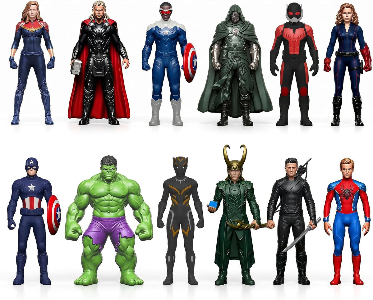Juego de figuras de acción de 4.5 pulgadas, muñecas coleccionables de PVC inspiradas en películas recientes de Blockbuster, recuerdos ideales para fanáticos y coleccionistas (12 unidades)
