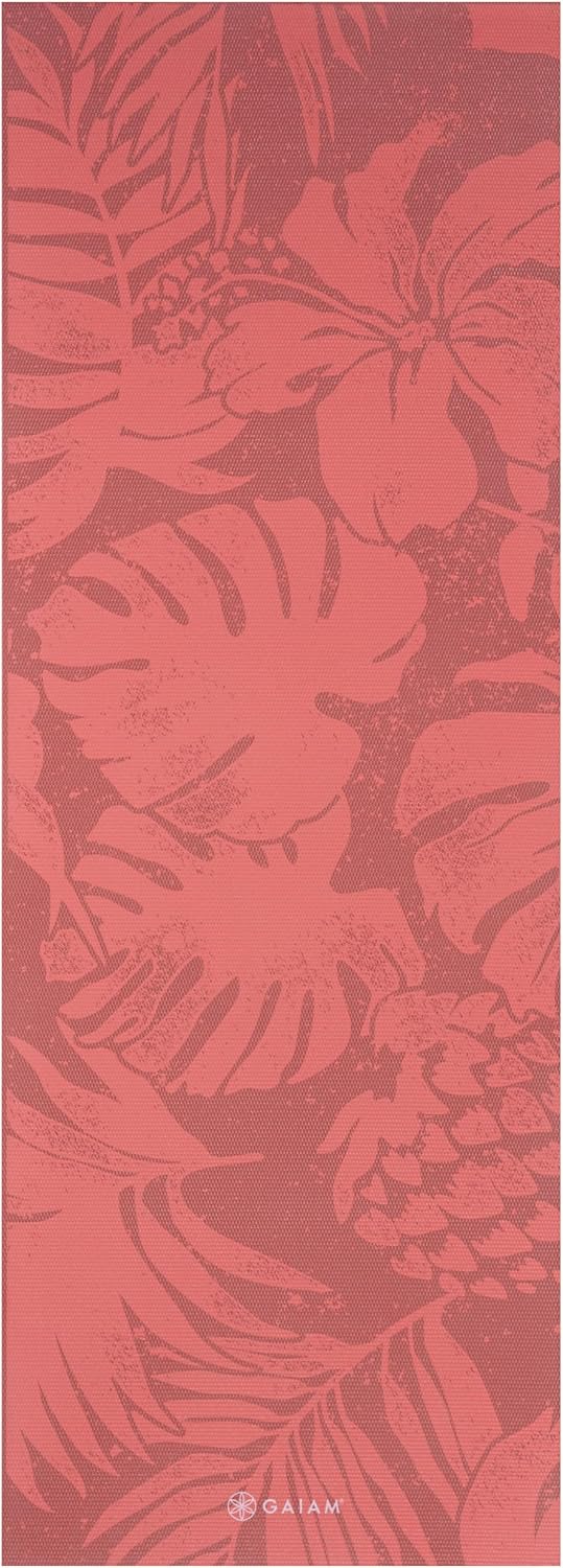 Gaiam - Tapete de yoga con estampado, antideslizante para ejercicio y fitness para todo tipo de yoga, pilates y ejercicios en el suelo