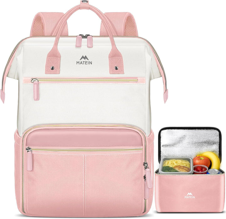 MATEIN Mochila de almuerzo para mujer, mochila de trabajo de 15.6 p...