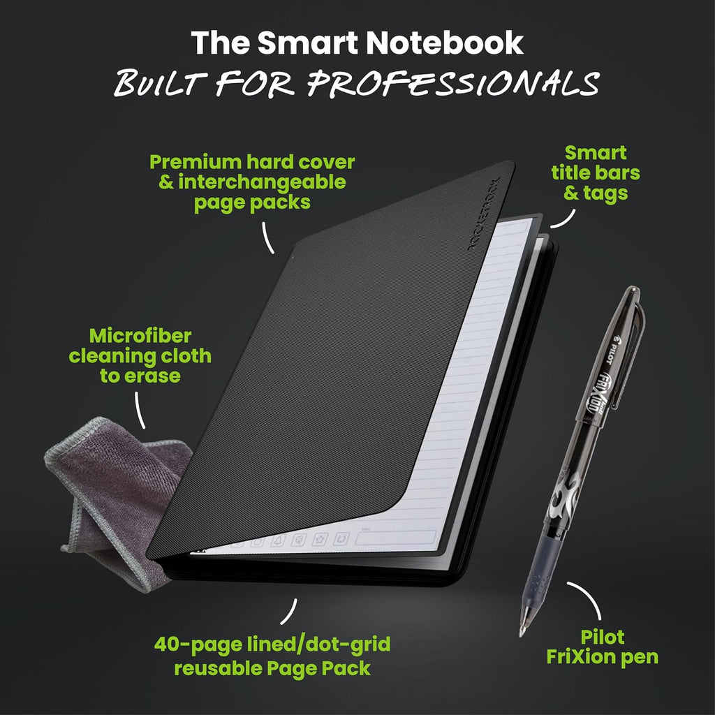 Rocketbook Pro Smart - Cuaderno reutilizable, letra de 8.5 x 11, color