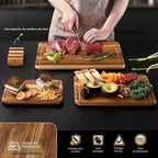 Juego de 3 tablas de cortar de teca para cocina, tablas de madera no tóxicas