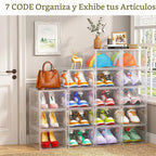 Organizador de Zapatos Transparente y Resistente con Puerta Magnética, Caja de Almacenamiento para Zapatos Apilable