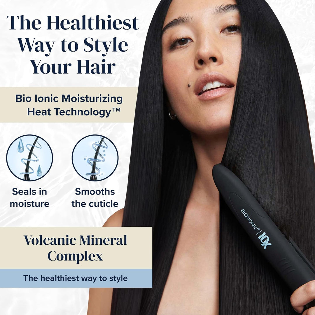 Bio Ionic Plancha de peinado 10X, plancha de pelo de 1 pulgada con...