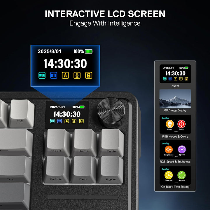 Redragon K743 PRO GB Teclado Gaming RGB 80% Gasket con Pantalla TFT...