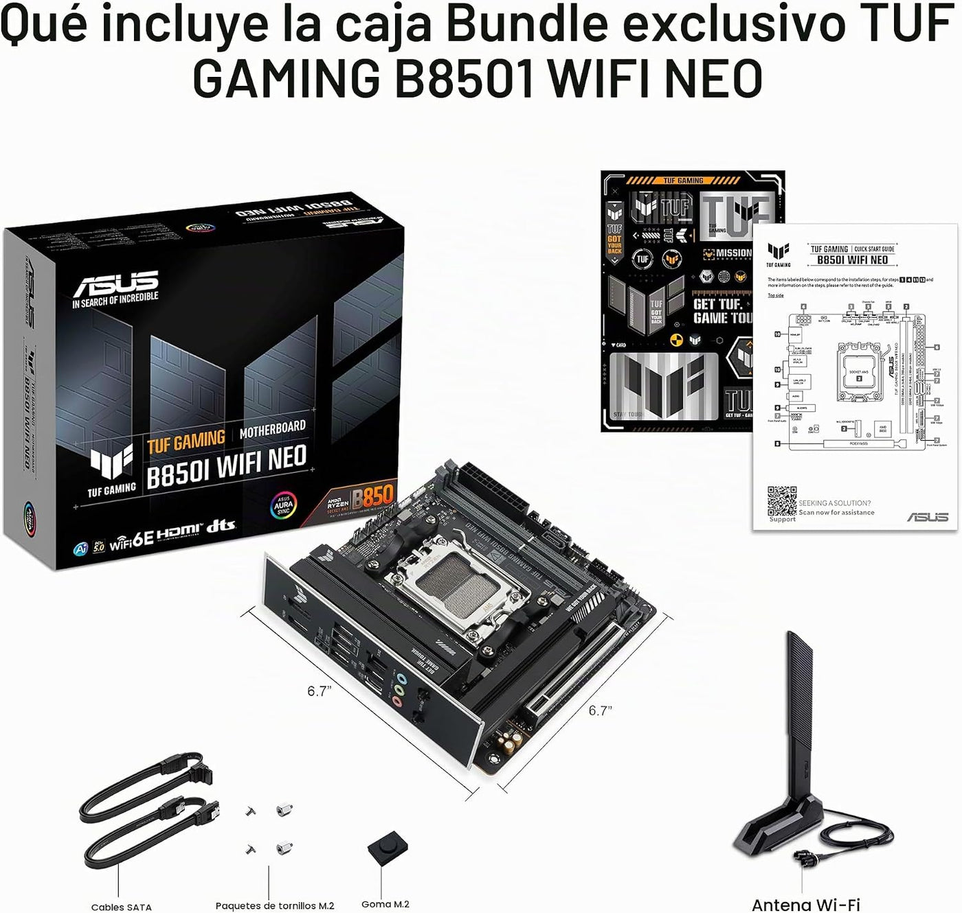 ASUS TUF Gaming B850I WiFi NEO AM5 Mini ITX Placa base, DDR5, ajust...