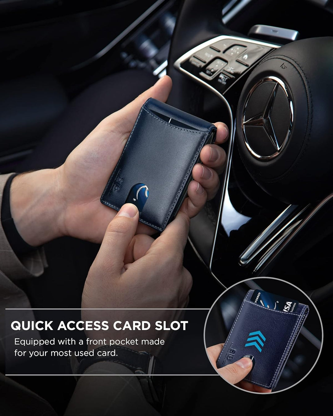 SERMAN BRANDS RFID Blocking Slim Bifold Genuine Leather Minimalist...
