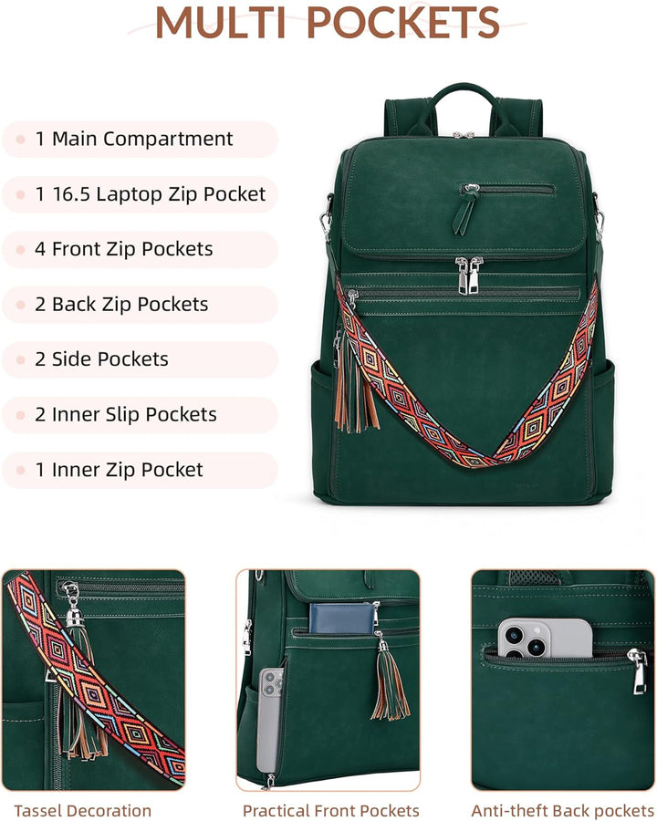 Mochila de cuero para laptop SYTRAH para mujer, bolso de diseñador...