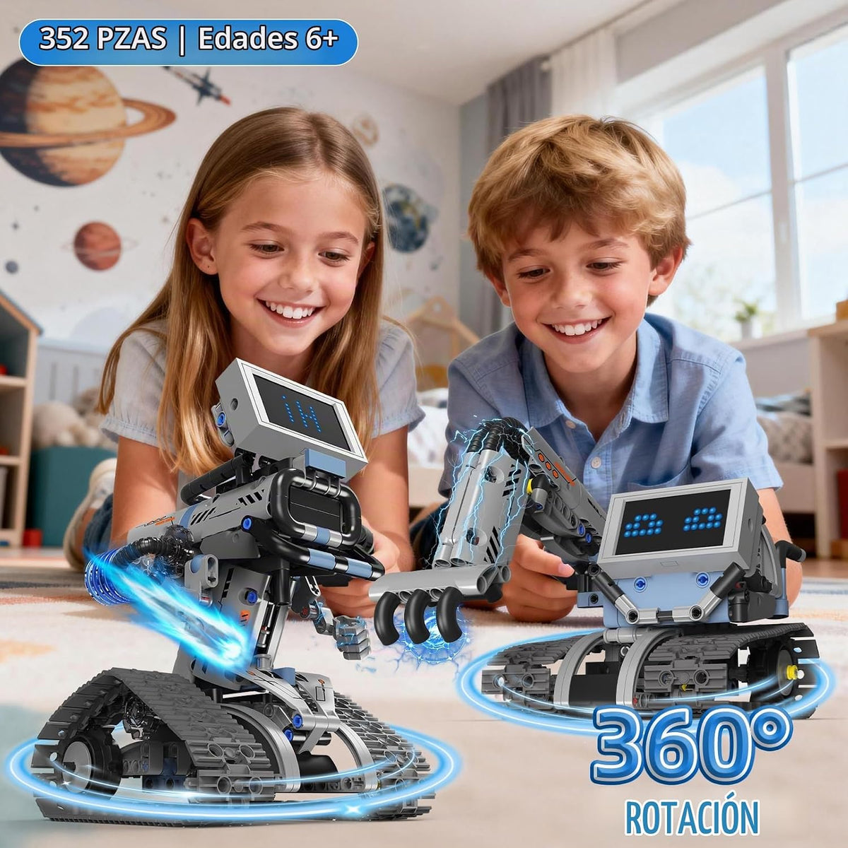 Kit de construcción de robot Johnny 5 5 en 1, juego de construcción de robot STEM con aplicación y control remoto de 2.4 GHz, juguetes tecnicos transformables de robótica RC para niños de 6 7 8 9 10 11 12 + regalos de cumpleaños