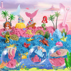 Cubo sensorial de sirena, kit de arena para niñas y niños de 3, 4, 5