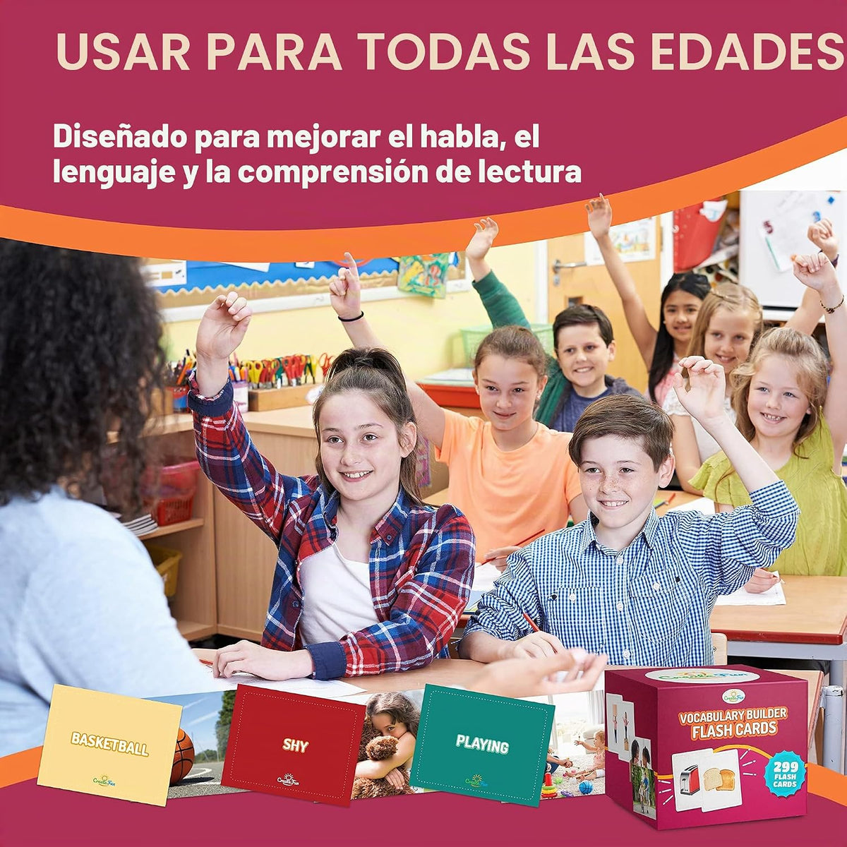 299 tarjetas flash de construcción de vocabulario, tarjetas de fotos educativas para el hogar, materiales de terapia del habla, materiales de enseñanza de ESL incluye emociones, elementos que van