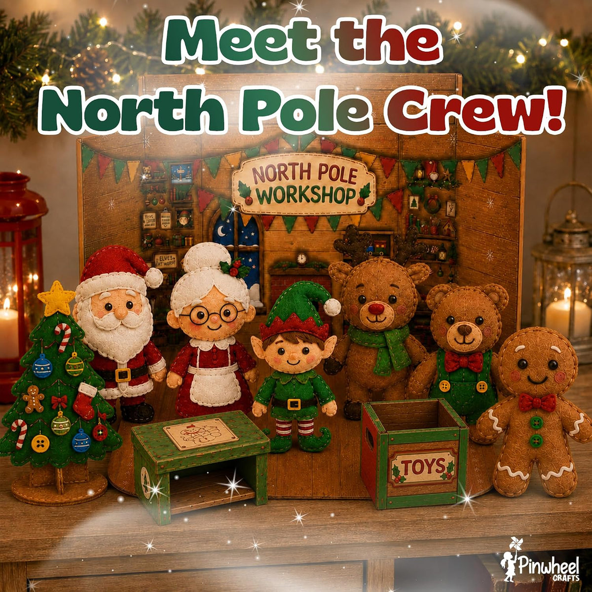 Pinwheel Crafts North Pole - Kit de costura de Navidad para niños