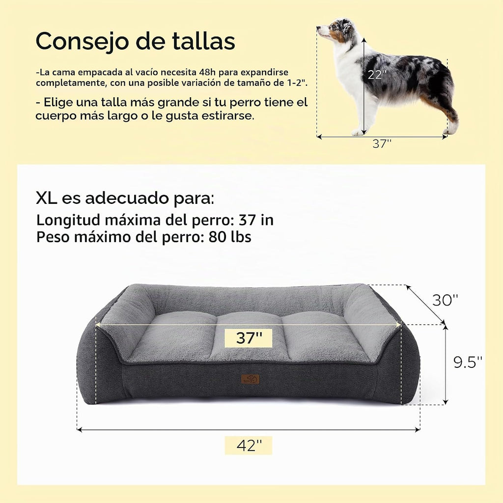 Bedsure SupportMax® - Camas ortopédicas extra gruesas XL para perros de