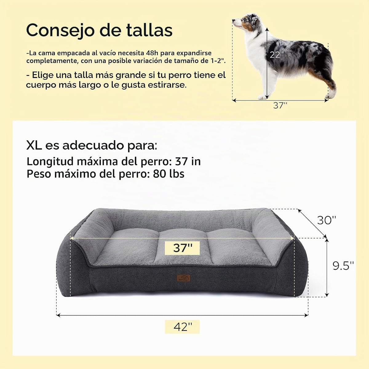 Bedsure SupportMax® - Camas ortopédicas extra gruesas XL para perros de