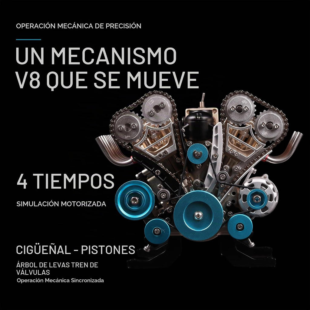 TECHING Kit de modelo de motor V8 de metal que funciona